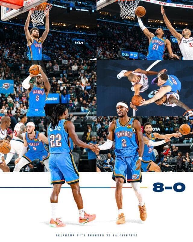 Thunder logran un histórico inicio de 8-0 tras vencer a Clippers OKC 8 0 scaled