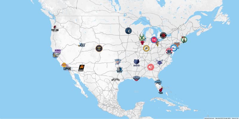 Equipos NBA Mapa Equipos NBA 1